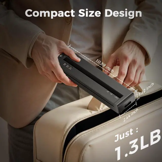 Alt view image 5 of 5 - TATTMUSE Portable Printer Wireless for Travel, 2025 Upgraded Inkless Thermal Printers Support 8.5" X 11" US Letter & A4 Size, Mobile Printer Compatible with iPhone Laptop for Home Car Office School