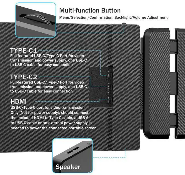 Alt view image 4 of 5 - KEFEYA Laptop Screen Extender, 14" Portable Monitor for Laptop, 1440P QHD Triple Screen Monitor Extender for 13"-17" Laptops, HDMI/USB-C for MacBook, Windows, Chrome, Switch, Plug & Play