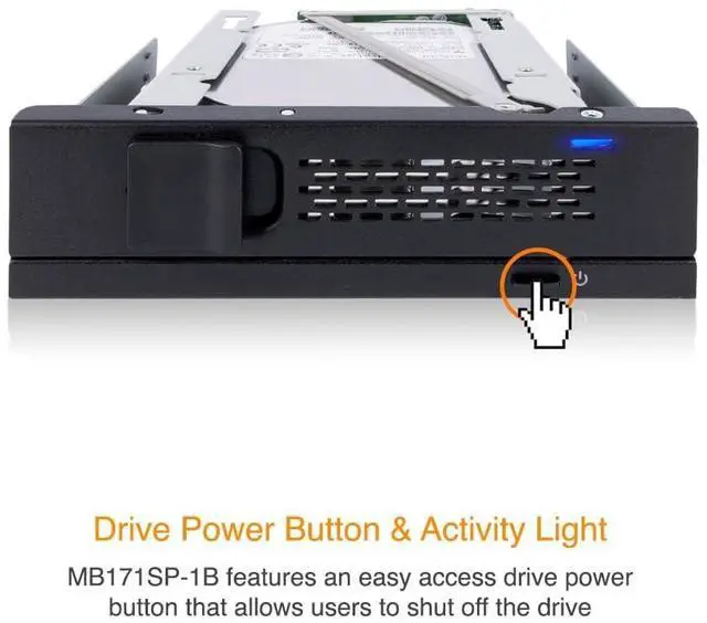 Alt view image 5 of 5 - ICY DOCK 3.5 inch SAS/SATA HDD Hard Drive Mobile Rack Tool Free Enclosure for 5.25" Bay | TurboSwap MB171SP-1B