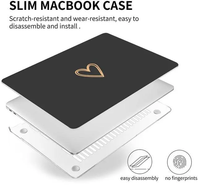 Alt view image 3 of 4 - Seorsok Compatible with MacBook Air 13 Inch Case 2020 2019 2018 Release A1932 A2179 M1 A2337 Touch ID, Gold&Cute Heart Pattern Plastic Hard Shell Case with Keyboard Cover,Black
