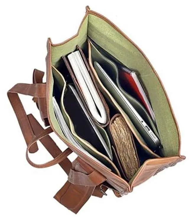 Alt view image 2 of 5 - cuero Handmade Genuine Vintage Leather Backpack for Men Camping Travel Rucksack Bag Full Grain Goat Leather Casual Laptop Work Backpack For Men and Women Roll Top Backpack Brown