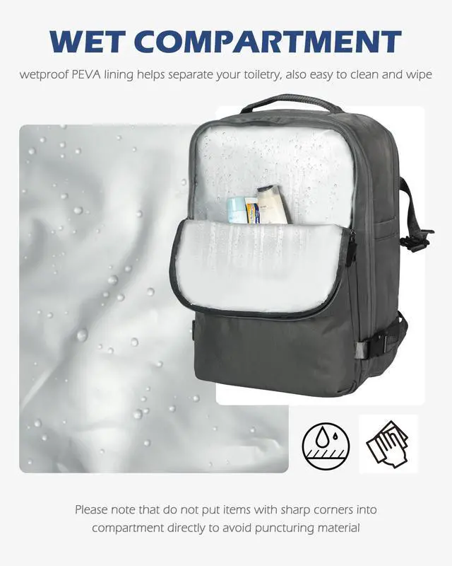 Alt view image 3 of 5 - Hynes Eagle 20L Travel Backpack Carry on Backpack Women Men Personal Item Bag for Spirit Airlines Small Nylon Laptop Backpack 14 inches Grey