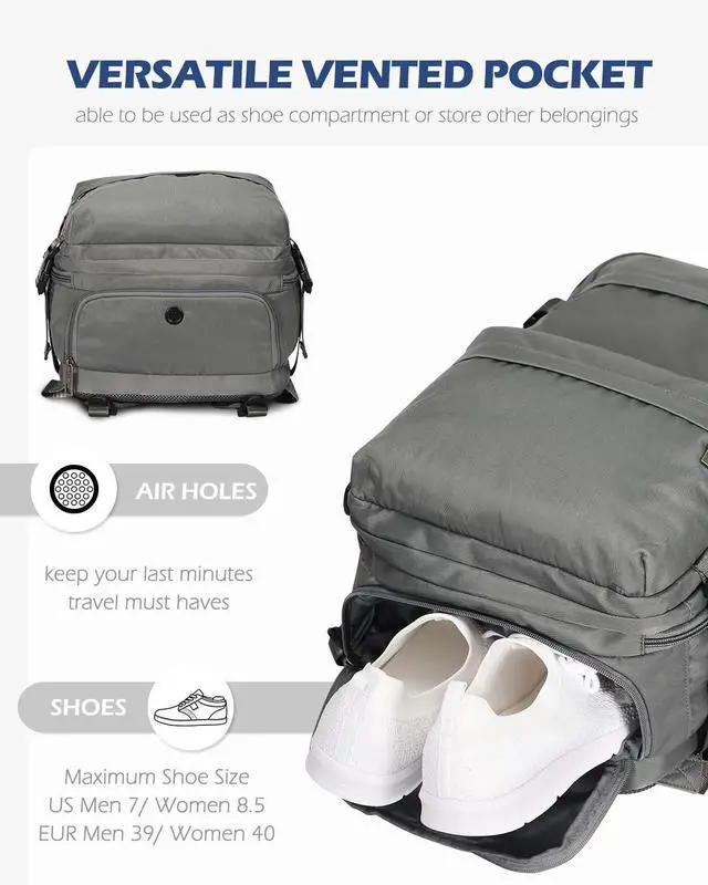 Alt view image 5 of 5 - Hynes Eagle 20L Travel Backpack Carry on Backpack Women Men Personal Item Bag for Spirit Airlines Small Nylon Laptop Backpack 14 inches Grey
