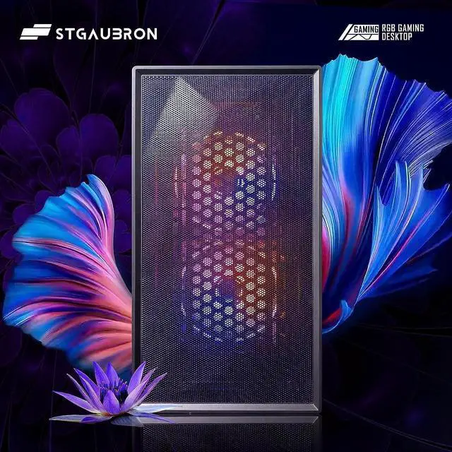 Alt view image 2 of 5 - STGAubron Gaming PC Computer, 10th Gen Intel Core i3-10100F up to 4.3G, GeForce GTX 1660S 6G, 16G DDR4, 1T SSD, WiFi, BT 5.0, RGB Fan x3, RGB BT Sound Bar & Gaming Mic, Windows 11 Home