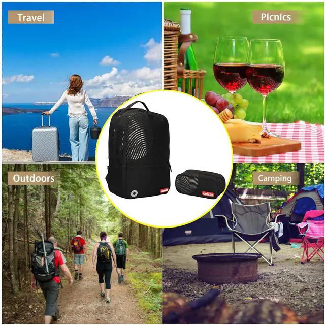 Alt view image 5 of 5 - UNIKER Fashion 2 in 1 Backpack Set with Cosmetic Bag,Casual Daypack Women,Backpack and Carry-on 2pc set,Lightweight Travel Backpack,Laptop Backpack, Fingerprint