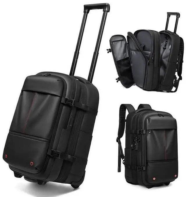 Main image of Fiordcase Vacuum Rolling Backpack with Vacuum System, Pump and Charging Port, Carry On Luggage with Vacuum Seal Bag, Wheels, TSA Lock, Travel Suitcase with Vacuum Compression Bag for 17" Laptop