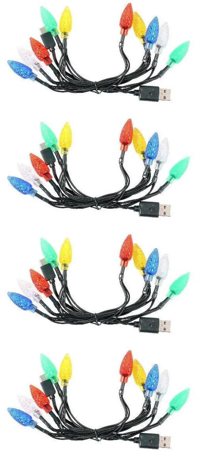 Main image of Hemoton 4pcs USB Charging Cable with Colorful Led Decorative Light String for Phone Creative Lamp Cable for Christmas Valentine Day Parties More Quality Material