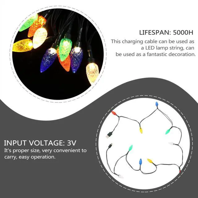 Alt view image 2 of 5 - Hemoton 4pcs USB Charging Cable with Colorful Led Decorative Light String for Phone Creative Lamp Cable for Christmas Valentine Day Parties More Quality Material
