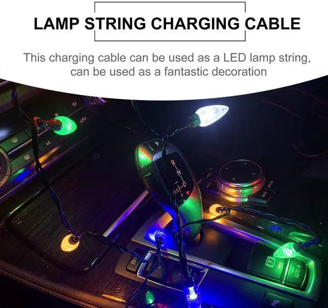 Alt view image 4 of 5 - Hemoton 4pcs USB Charging Cable with Colorful Led Decorative Light String for Phone Creative Lamp Cable for Christmas Valentine Day Parties More Quality Material
