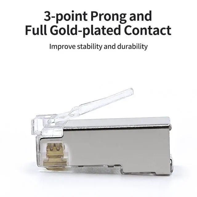 Alt view image 5 of 5 - XANHAM 100 Pack Cat 6 Pass Through Shielded RJ45 Connector Modular Crimp Network Plug for 23AWG Cat6, Cat5, Cat5e SFTP and FTP Solid or Stranded Ethernet Cable