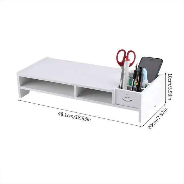 Alt view image 5 of 5 - Wooden Monitor Stand, LCD Computer Monitor Riser Desktop Storage Organizer Display Bracket for Home Office Use, 18.94x7.87x3.94 Inch