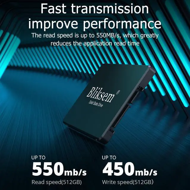 Alt view image 3 of 5 - Bliksem SSD 512GB SATA III 6Gb/s Internal Solid State Drive 2.5 7mm(0.28) 3D NAND TLC Chip Up to 550 Mb/s for Laptop and Pc KD650 (Black 512GB)
