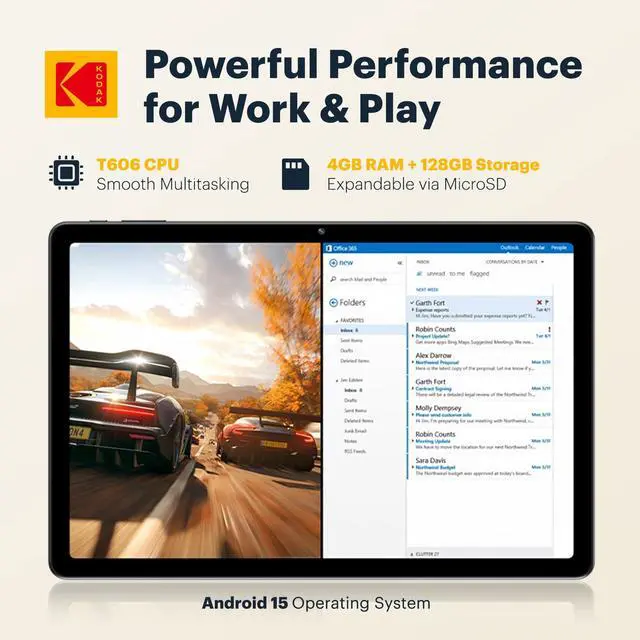 Alt view image 2 of 5 - KODAK Tablet K11 11" FHD, 128GB Android Tablet, Octa-Core, 1920 * 1200 FHD Display, 8000mAh Battery, Dual WiFi, Dual Cameras 5+16MP, Type-C, Android 15