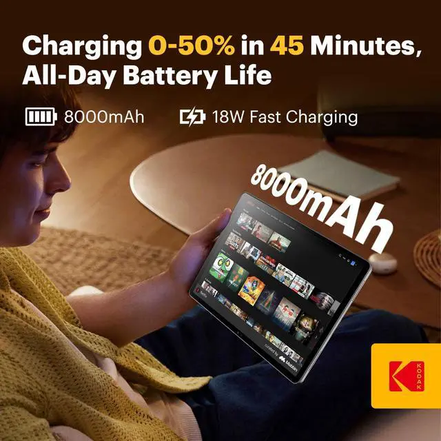 Alt view image 4 of 5 - KODAK Tablet K11 11" FHD, 128GB Android Tablet, Octa-Core, 1920 * 1200 FHD Display, 8000mAh Battery, Dual WiFi, Dual Cameras 5+16MP, Type-C, Android 15