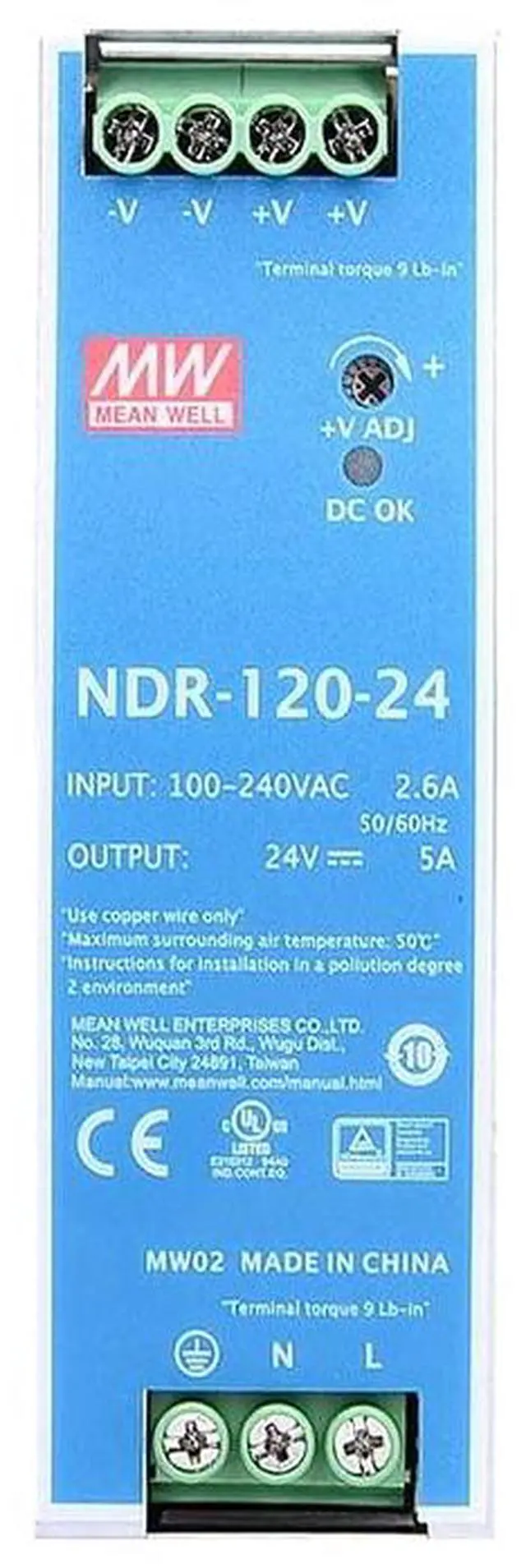 Main image of 120W 24VDC 5A 115/230VAC DIN Rail Power Supply Switching Converter LED Driver for LED Strip Light CCTV Camera Security System, Computer Project,3D Printer