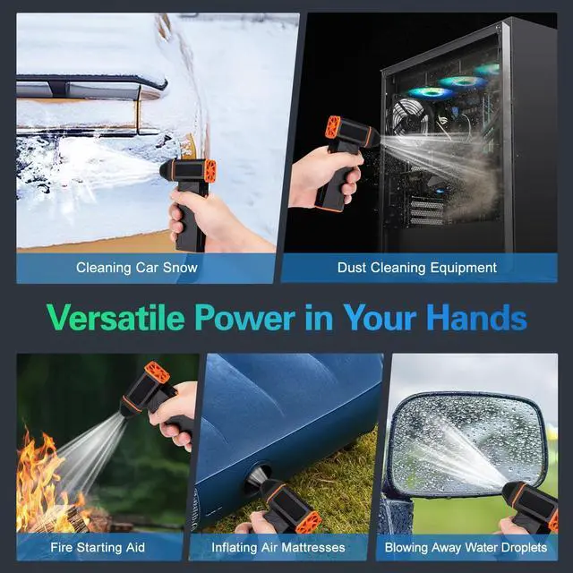 Alt view image 2 of 5 - Electric Air Duster Rechargeable 130000RPM Super Power Air Blower Cordless 3 Gear Adjustable Hand Held Blower Turbo Compressed Air Duster Portable Mini Dust Blower for Computer Keyboard House Outdoor