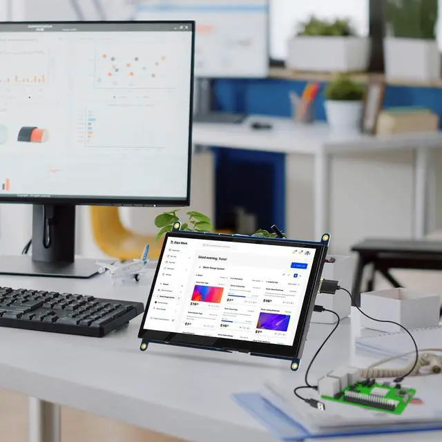 Alt view image 2 of 5 - Aurevita 7 Inch Mini Monitor HDMI, IPS Portable Monitor, 1024×600 LCD Screen, 178° View Angle IPS, Mini Small Display for Raspberry Pi 5, Pi 4, Laptop/PC/TV/DVD/CVBSNo Touchscreen