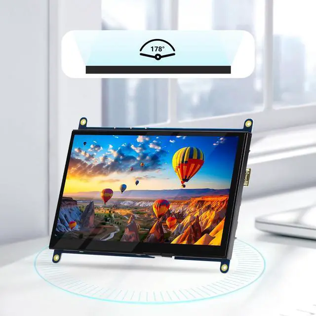 Alt view image 3 of 5 - Aurevita 7 Inch Mini Monitor HDMI, IPS Portable Monitor, 1024×600 LCD Screen, 178° View Angle IPS, Mini Small Display for Raspberry Pi 5, Pi 4, Laptop/PC/TV/DVD/CVBSNo Touchscreen