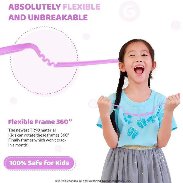 Alt view image 3 of 5 - Geborilma Kids Flexible Glasses Size M Unbreakable Eyeglasses for Kids Prescription Sports Glasses 7-9 y