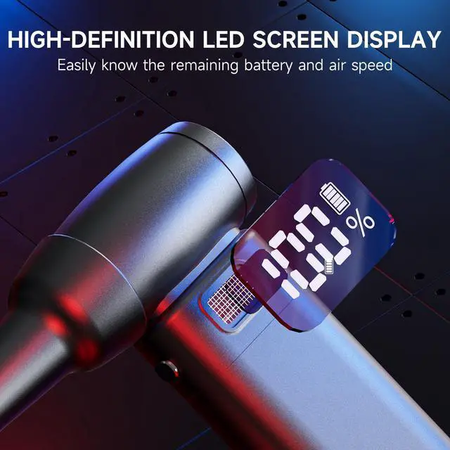 Alt view image 2 of 5 - Compressed Air Duster6 Gear Adjustable 300000RPM Cordless Electric Air Duster with LED Light and Screen,10000mAh Rechargeable Cordless Air Blower with Brushless MotorReplaces Compressed Air Cans