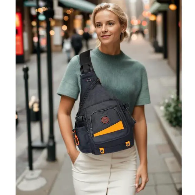 Alt view image 2 of 5 - Innturt Large Sling Bag Backpack Pack 13" 14" Laptop Bag Satchel Festival Travel Black