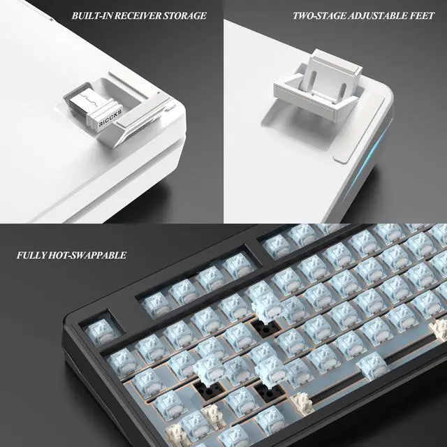 Alt view image 5 of 5 - SMACKAPE Impact 80 RGB Gaming Keyboard,Tri-Mode Wireless TKL Mechanical Keyboard,Hot-Swap Socket, Programmable Keybaord for PC Gamer (Black/Impact 80 Ultra/RGB/FR4/8000mAh/Frost Blue Switch)
