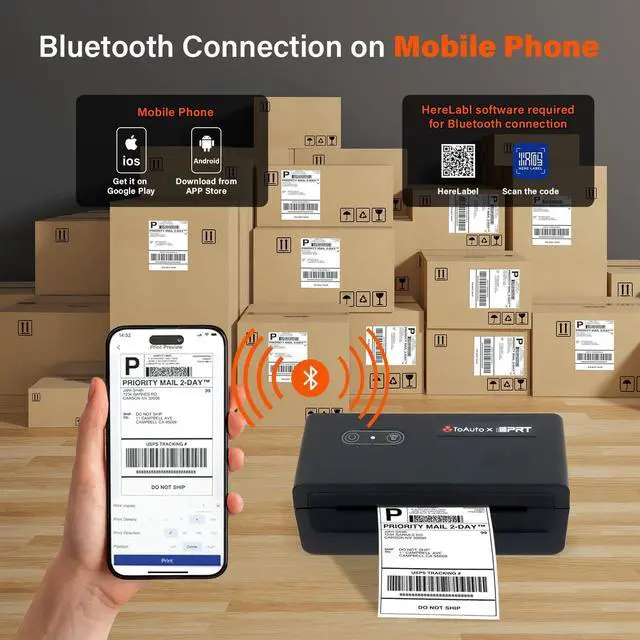 Alt view image 2 of 5 - TOAUTO x iDPRT Bluetooth Thermal Label Printer, 4x6 Wireless Shipping Label Printer for Small Business, Office, Compatible with Android, iPhone, Windows, MacOS  Works with Amazon, Ebay, FedEx, DHL