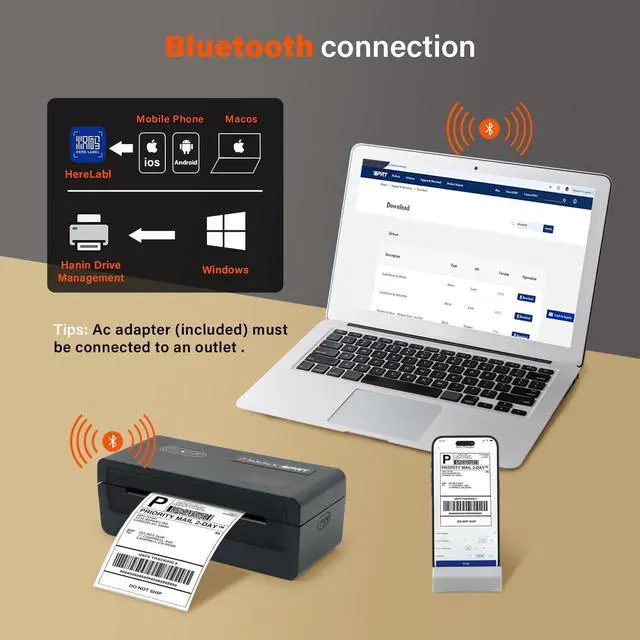 Alt view image 3 of 5 - TOAUTO x iDPRT Bluetooth Thermal Label Printer, 4x6 Wireless Shipping Label Printer for Small Business, Office, Compatible with Android, iPhone, Windows, MacOS  Works with Amazon, Ebay, FedEx, DHL