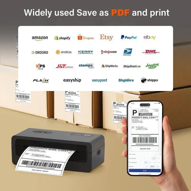 Alt view image 5 of 5 - TOAUTO x iDPRT Bluetooth Thermal Label Printer, 4x6 Wireless Shipping Label Printer for Small Business, Office, Compatible with Android, iPhone, Windows, MacOS  Works with Amazon, Ebay, FedEx, DHL