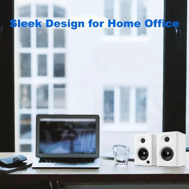 Alt view image 2 of 5 - NSY Audio Computer Speakers for Desktop PC, Max 60W Powerful Sound, RCA to 3.5mm Cable, Compact Bookshelf Speakers for Home Office, Small Rooms