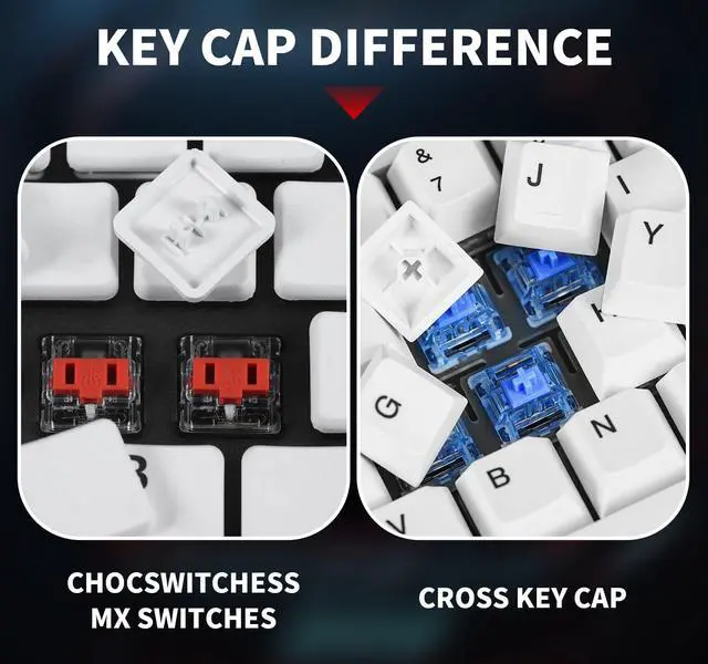 Alt view image 2 of 3 - 70-Key WOB Low Profile Keycap Set, White Translucent PC Keycaps for Kailh Chocolate Switch Mechanical Keyboard,Replace The Keycaps for Your Custom Kailh Choc Gaming Keyboard