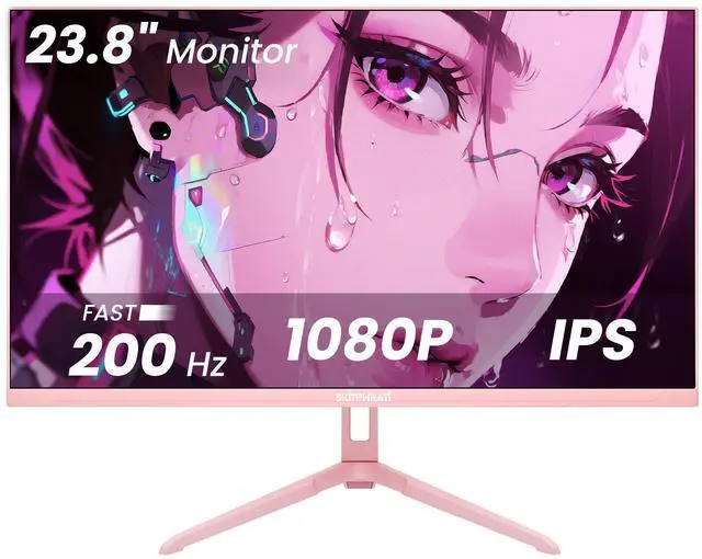 Main image of SKitphrati Pink 24 inch Gaming Monitor 200Hz Refresh Rate FHD 1080p Resolution Fast IPS Panel 1ms GTG Response Time Adaptive Sync Built-in Speakers Pink Monitor