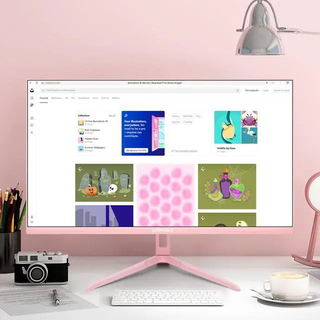 Alt view image 2 of 5 - SKitphrati Pink 24 inch Gaming Monitor 200Hz Refresh Rate FHD 1080p Resolution Fast IPS Panel 1ms GTG Response Time Adaptive Sync Built-in Speakers Pink Monitor