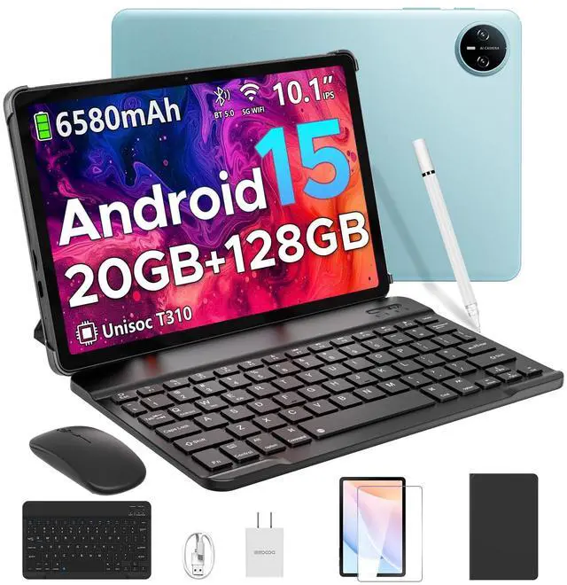 Main image of DOOGEE Tab A9 Pro Android 15 Tablet,10 inch Tablet with Keyboard,20GB+128GB/2TB TF,6580mAh Battery,Quad Core Gaming Tablets,2.4/5GHz,Dual Camera with Case,Mouse,Stylus,Split-Screen,Face Unlock-Blue