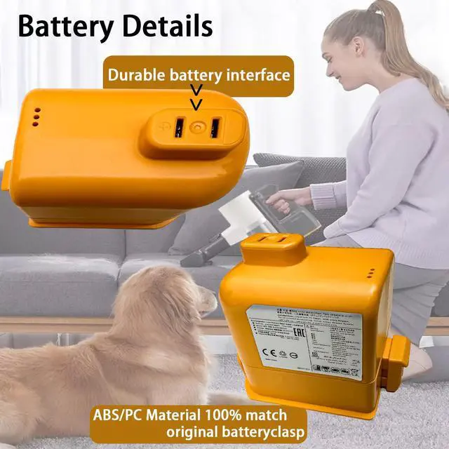 Alt view image 3 of 5 - VVXQING EAC63382208 Battery Compatible with LG Cord Zero A9,A9K-CORE,A9MAX,A9T-Ultra,A9S,A9K-PRO,A9M,A9MULTI,A958,A958SA,A9 Plus A905M A907GMS A905RM A908MVR A929KVM A958S A958SA A9K MAX A916