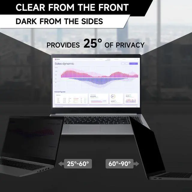 Alt view image 2 of 5 - ANTOGOO V 13.3 Inch 1920x1080P (16:9) Laptop Privacy Screen Filter, Anti Blue Light Glare & Anti Scratch Computer Privacy Shield, Not for 13" with 16:10 Aspect Ratio Laptop