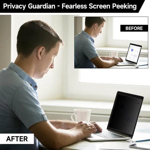Alt view image 4 of 5 - ANTOGOO V 13.3 Inch 1920x1080P (16:9) Laptop Privacy Screen Filter, Anti Blue Light Glare & Anti Scratch Computer Privacy Shield, Not for 13" with 16:10 Aspect Ratio Laptop