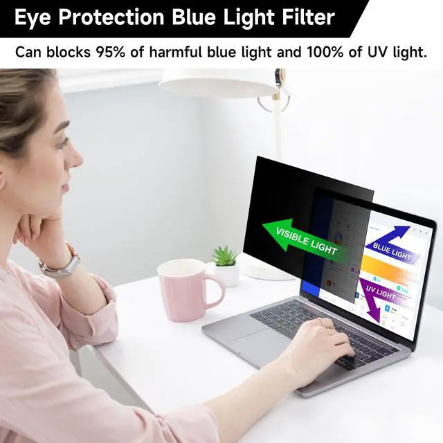 Alt view image 5 of 5 - ANTOGOO V 13.3 Inch 1920x1080P (16:9) Laptop Privacy Screen Filter, Anti Blue Light Glare & Anti Scratch Computer Privacy Shield, Not for 13" with 16:10 Aspect Ratio Laptop