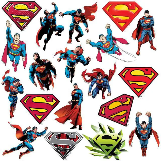 Alt view image 3 of 5 - Superman Character Poses 50CT Sticker Pack Large Deluxe Stickers Variety Pack - Laptop, Water Bottle, Scrapbooking, Tablet, Skateboard, Indoor/Outdoor - Set of 50