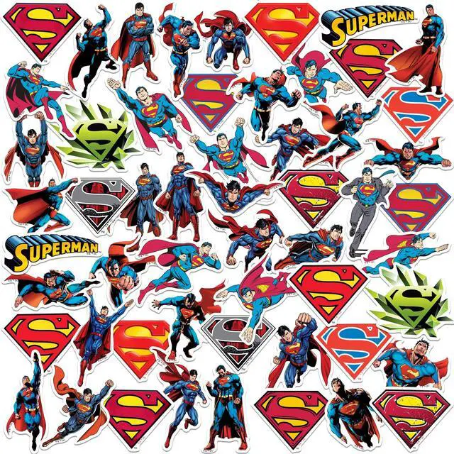 Main image of Superman Character Poses 50CT Sticker Pack Large Deluxe Stickers Variety Pack - Laptop, Water Bottle, Scrapbooking, Tablet, Skateboard, Indoor/Outdoor - Set of 50
