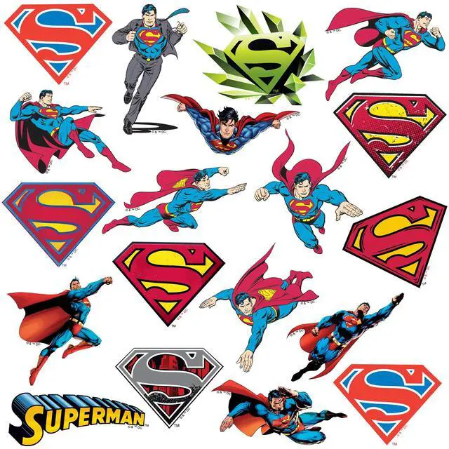 Alt view image 4 of 5 - Superman Character Poses 50CT Sticker Pack Large Deluxe Stickers Variety Pack - Laptop, Water Bottle, Scrapbooking, Tablet, Skateboard, Indoor/Outdoor - Set of 50