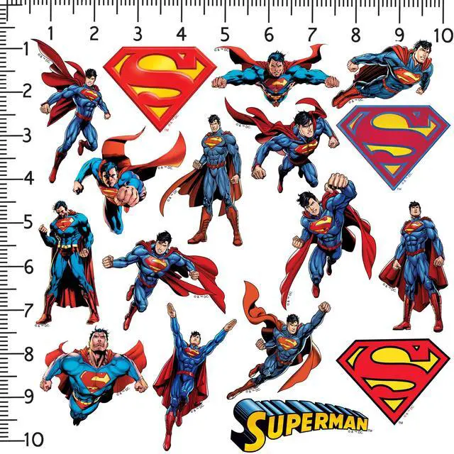 Alt view image 2 of 5 - Superman Character Poses 50CT Sticker Pack Large Deluxe Stickers Variety Pack - Laptop, Water Bottle, Scrapbooking, Tablet, Skateboard, Indoor/Outdoor - Set of 50
