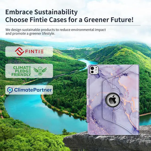 Alt view image 2 of 5 - Fintie Rotating Case for iPad Pro 13-inch (M4) 2024 with Pencil Holder - 360 Degree Swiveling Protective Stand Cover with Auto Wake/Sleep, Lilac Marble