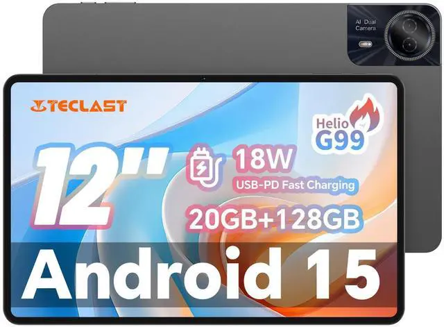 Main image of TECLAST T60Pro Tablet, 12'' Android 15 Tablet, 2K Resolution, 20GB+128GB, 8-core Helio G99 for Streaming, 8000mAh/15W Fast Charge, 2.4GHz+5GHz WiFi, GPS, Four Speakers, Widevine L1, 8+13MP