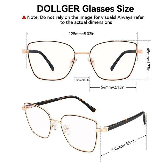 Alt view image 4 of 5 - Dollger Blue Light Blocking Glasses for Women Trendy Oversized Computer Eyeglasses Cat Eye Metal Frame bluelight glasses Gold