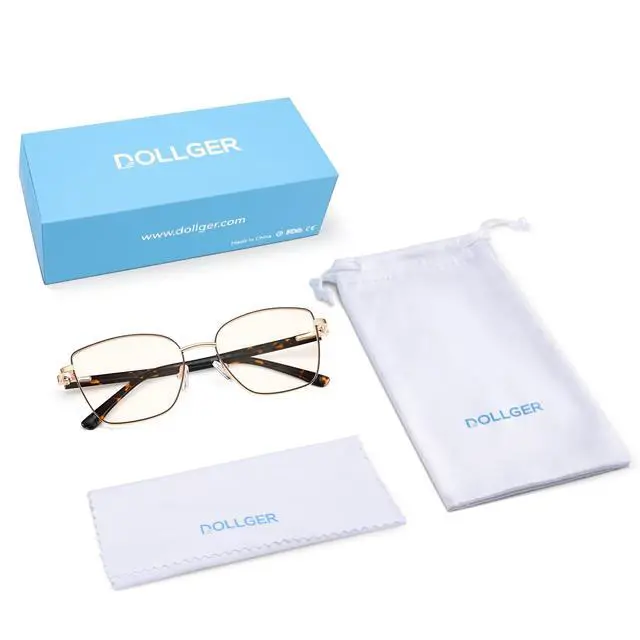 Alt view image 5 of 5 - Dollger Blue Light Blocking Glasses for Women Trendy Oversized Computer Eyeglasses Cat Eye Metal Frame bluelight glasses Gold