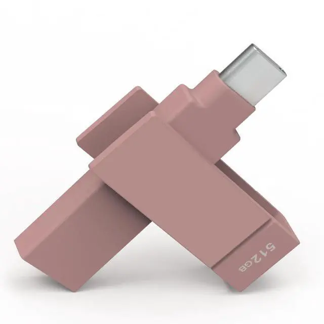 Main image of PioData 512GB Apple MFi Certified Flash Drive for iPhone, USB Type-A & Type-C, Photo Stick for iPhone, External Storage for iPad, Mac, PC, Backup Drive, Morandi Pink