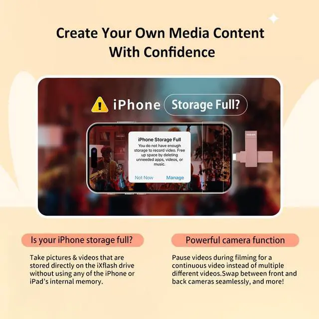 Alt view image 5 of 5 - PioData 512GB Apple MFi Certified Flash Drive for iPhone, USB Type-A & Type-C, Photo Stick for iPhone, External Storage for iPad, Mac, PC, Backup Drive, Morandi Pink