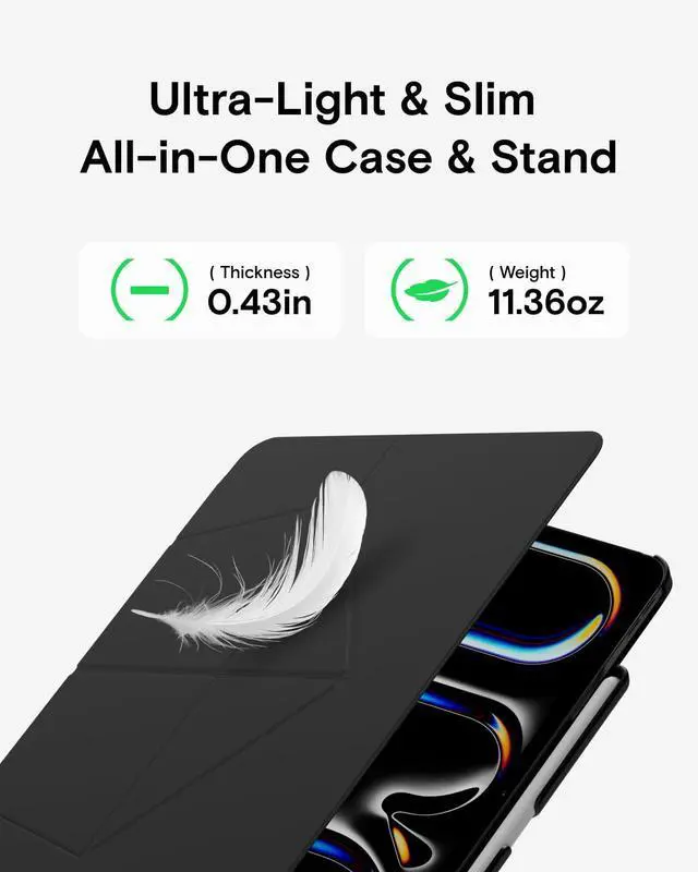 Alt view image 3 of 5 - MOFT Folio Case iPad Air 11 Inch Case (M3/M2-2025/2024), iPad Air 5th Generation 2022/4th Gen 2020 10.9 Inch with Detachable Pencil Holder, Multi-Angle Viewing, Auto Sleep/Wake, Jet Black