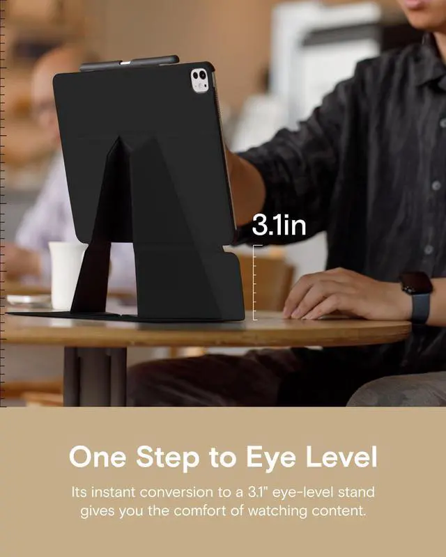 Alt view image 4 of 5 - MOFT Folio Case iPad Air 11 Inch Case (M3/M2-2025/2024), iPad Air 5th Generation 2022/4th Gen 2020 10.9 Inch with Detachable Pencil Holder, Multi-Angle Viewing, Auto Sleep/Wake, Jet Black